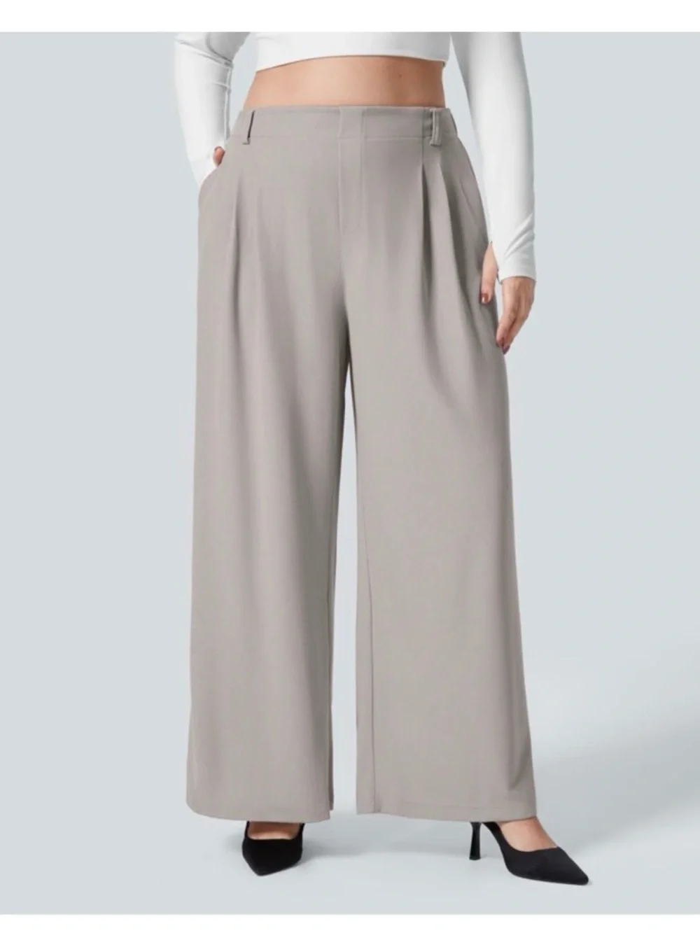 Halara Viral Work Pant Plus Size - High Waisted Pocket Wide Leg Stretch NWT 2X - Picture 2 of 5